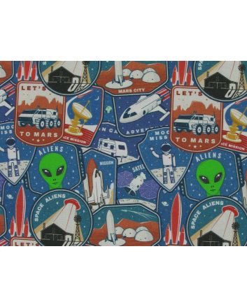 Space Alien Badges Cotton Print