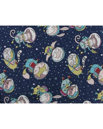 Space Animals Cotton Print