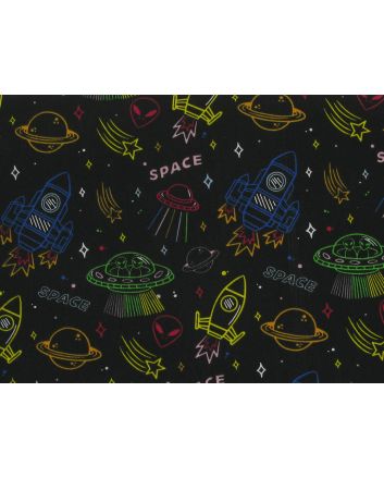 Space Jam Polycotton Print, Black