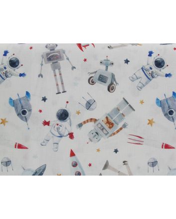 Space Robots Digital Cotton Print
