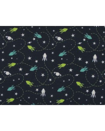 Space Rocket Ramble Cotton Print