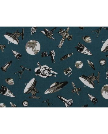 Space Station Cotton Poplin Print, Jade