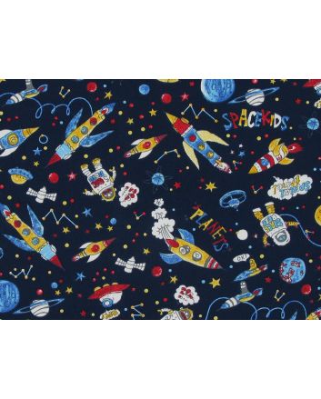 Spacekids Cotton Poplin Print, Navy