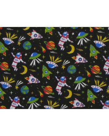 Spaceman Odyssey Polycotton Print, Black