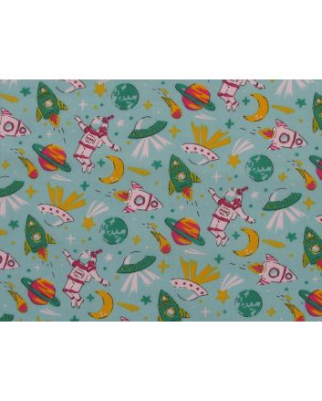 Spaceman Odyssey Polycotton Print, Mint
