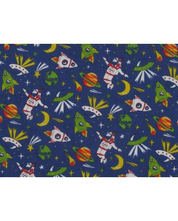Spaceman Odyssey Polycotton Print, Navy