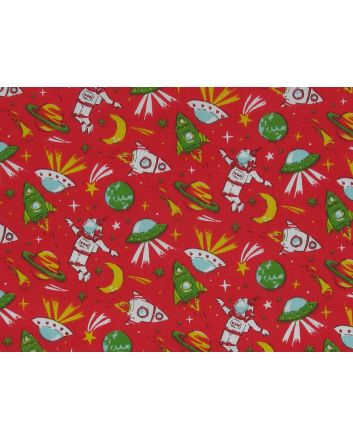 Spaceman Odyssey Polycotton Print, Red