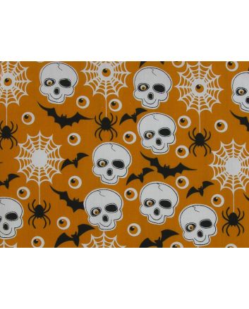 Spooky Eyes Polycotton Print, Orange