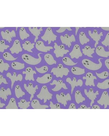 Spooky Ghosts Polycotton Print, Purple