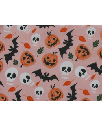 Spooky Halloween Polycotton Print, Peach