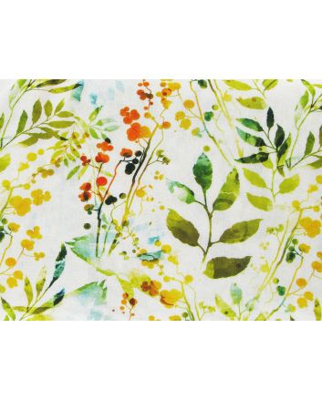 Spring Herbs Printed Linen Blend, White