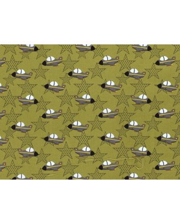Star Airplane Cotton Poplin, Olive