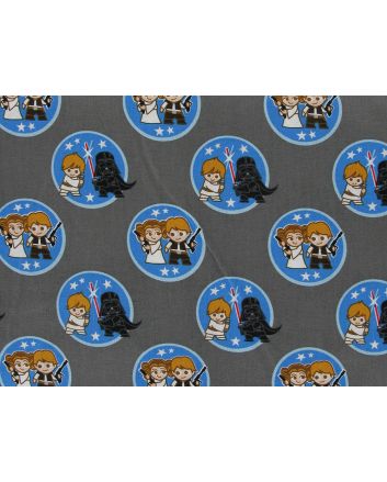 Star Wars Kawaii Hereos Cotton Print, Grey