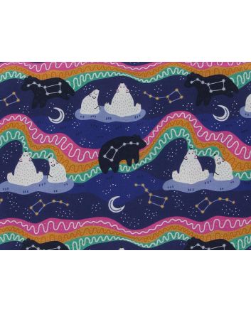 Stargazing Polar Bears Cotton Print