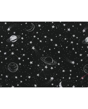 Stars and Planets Polycotton Print, Black