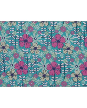Stem Garden Cotton Print, Turquoise