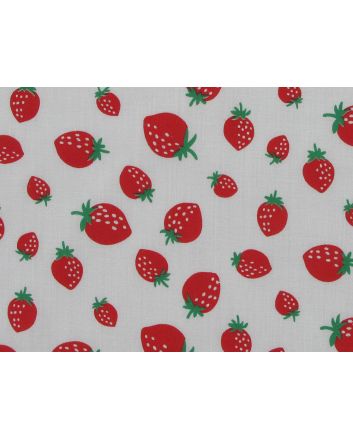 Strawberry Boost Polycotton Print, White