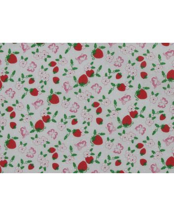 Strawberry Butterfly Polycotton Print, White