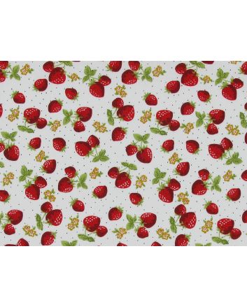 Strawberry Garden Cotton Poplin Print, White