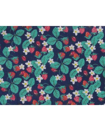 Strawberry Ladybird Polycotton Print, Navy