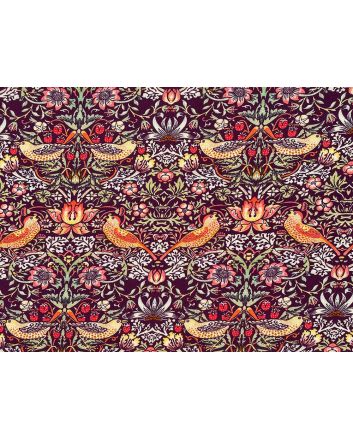 Strawberry Thief Cotton Print, Damson