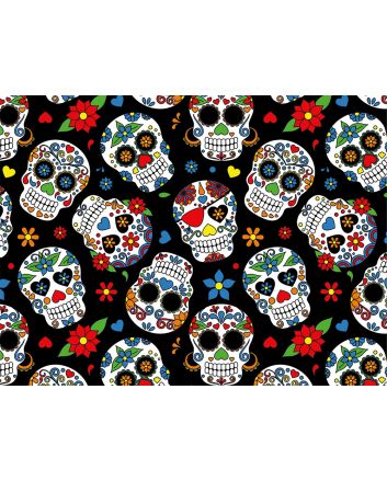 Sugar Skull Cotton Jersey, Black