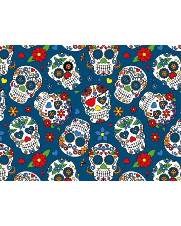 Sugar Skull Cotton Jersey, Navy