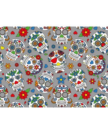 Sugar Skull Cotton Jersey, Silver