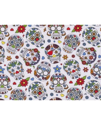  Sugar Skull Cotton Jersey, White