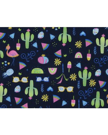 Summer Icons Cotton Poplin Print, Navy