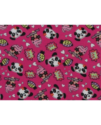 Summer Panda Polyester Jersey, Cerise