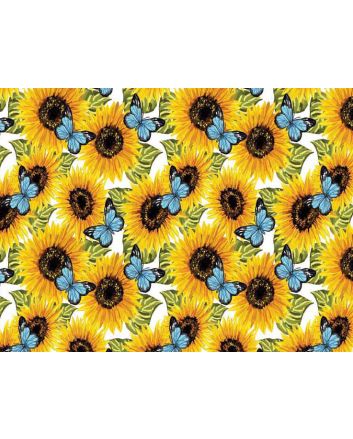 Sunflower Butterflies Cotton Print