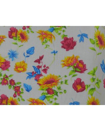 Sunflower Meadow Polycotton Print, Silver