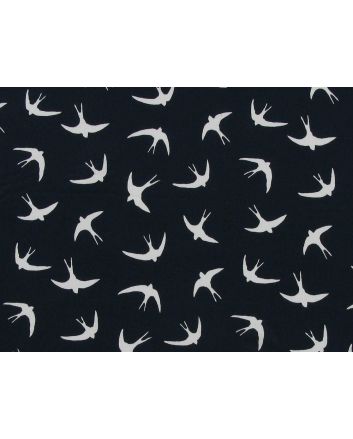 Swooping Swallows Cotton Poplin Print, Navy