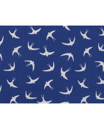 Swooping Swallows Cotton Poplin Print, Royal