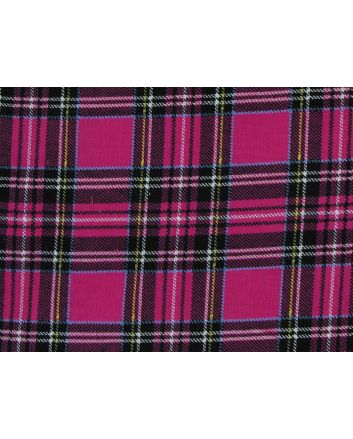 Tartan Printed Cotton Corduroy, Pink