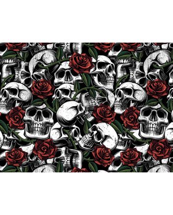 Tattoo Skulls Cotton Poplin Print, White