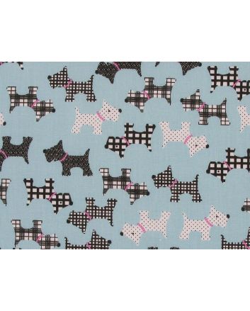 Terrier Collar Polycotton Print, Sky