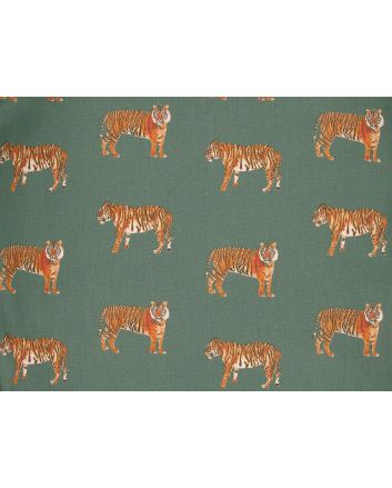 Tiger Prowl Cotton Curtain Fabric, Teal