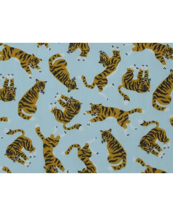 Tigers Prowl Polycotton Print, Sky