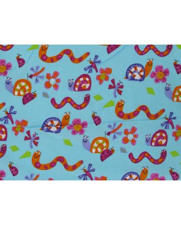 Tiny Friends Printed Cotton, Sky
