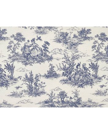 Toile de Jouy Cotton Rich Panama Canvas, Navy