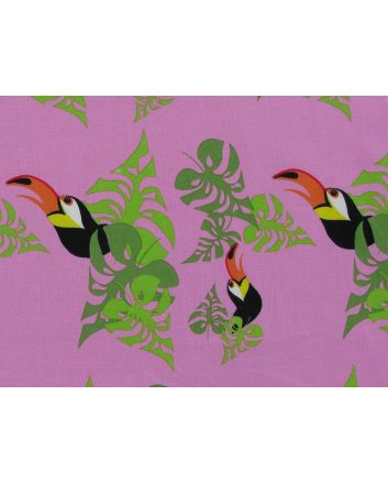 Toucan Leaf Cotton Print, Pink