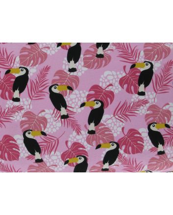 Toucan Palm Jersey Print, Pink