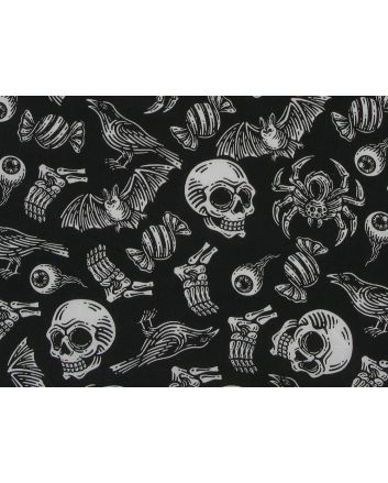 Trick or Treat Halloween Polycotton Print, Black