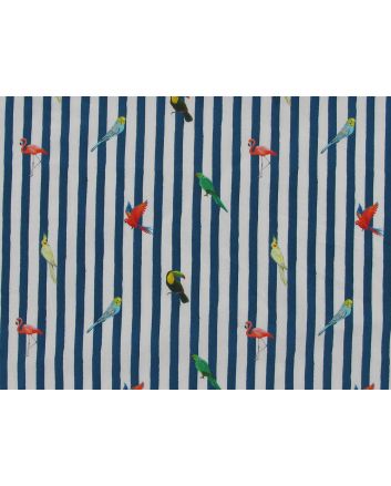 Tropical Bird Stripe Cotton Poplin Print