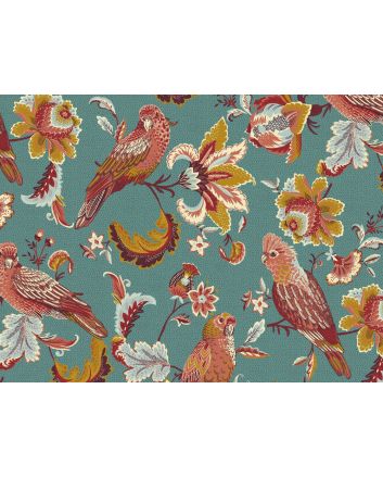 Tropical Birds Organic Cotton Poplin Print, Teal