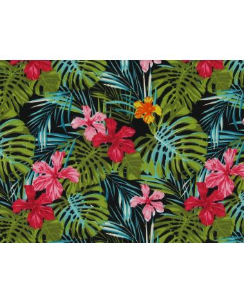 Tropical Dream Cotton Poplin Print, Black