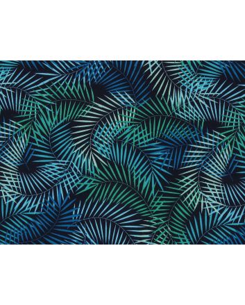 Tropical Fern Cotton Poplin Print, Blue and Green