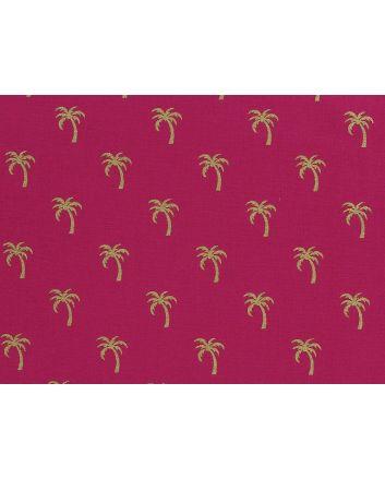 Tropical Gold Metallic Cotton Print, Palm Trees